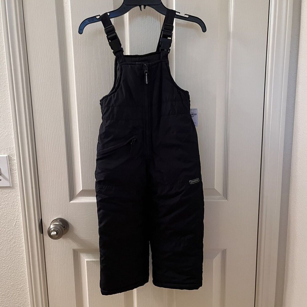 OshKosh B'gosh Black Perfect Snow Bib Overalls Snowsuit Boys Size 4 NWT